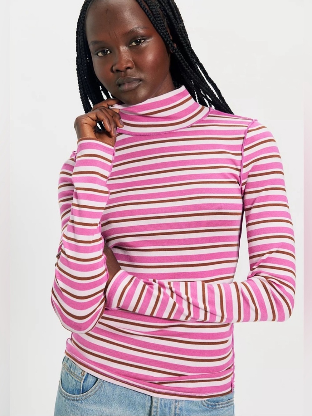 NWT Free People WE THE FREE Good Good Turtleneck Pink Combo XS